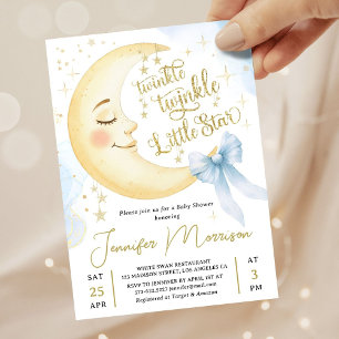 Twinkle Little Star Baby Shower Junge Blaue Schlei Einladung