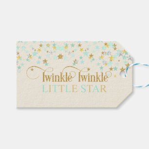Twinkle Little Star Baby Shower Mintgrün Geschenkanhänger