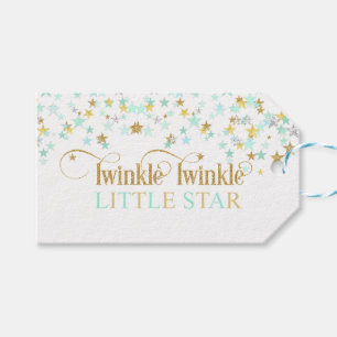 Twinkle Little Star Baby Shower Mintgrün Geschenkanhänger