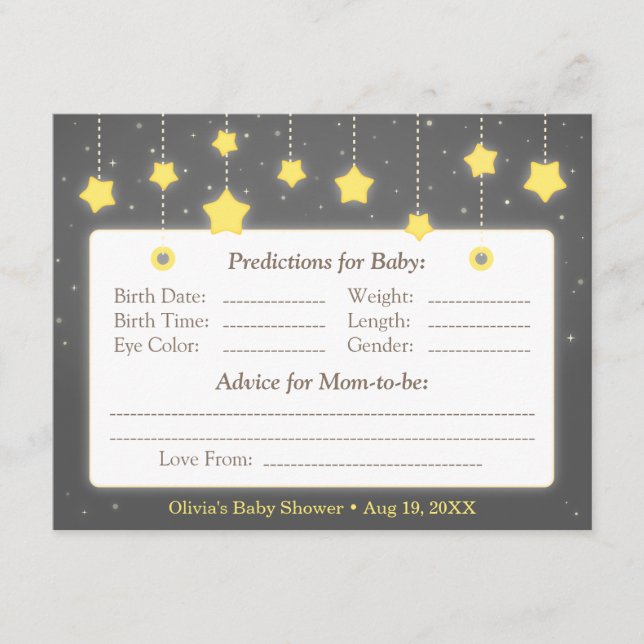 Twinkle Little Star Baby Vorhersage und Ratschläge Hinweiskarte (Vorderseite)