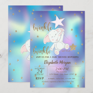 Twinkle Little Star Bär Holografische Babyparty Einladung