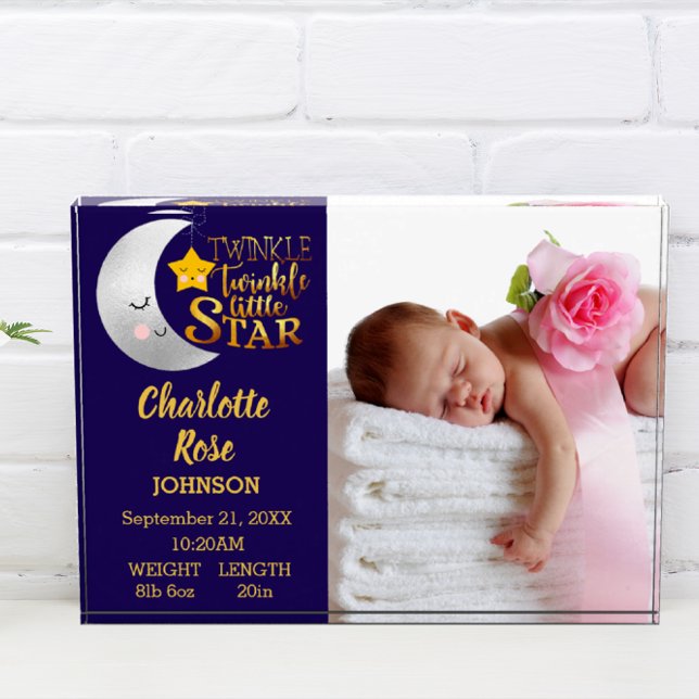 Twinkle Little Star Birth Announcement Baby Fotoblock (Von Creator hochgeladen)