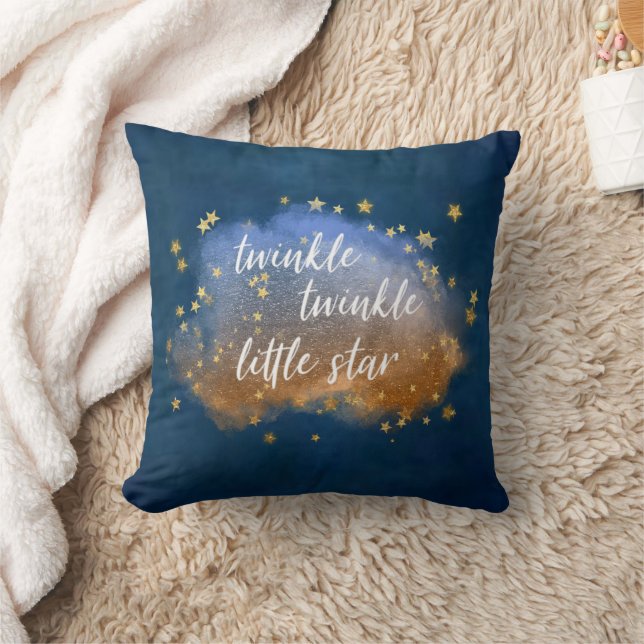 Twinkle Little Star | Blaue Kupfer-Goldstaub Kissen (Decke)
