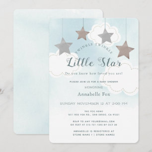 Twinkle Little Star Blue Baby Dusche Einladung