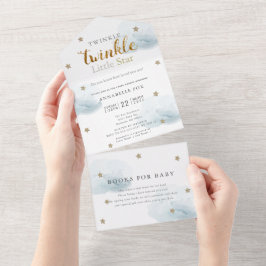 Twinkle Little Star Blue Book Baby Dusche All In One Einladung