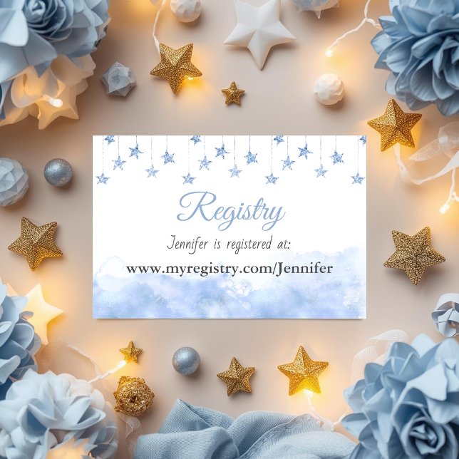 Twinkle Little Star Blue Boy Baby Shower Registry Begleitkarte (Von Creator hochgeladen)
