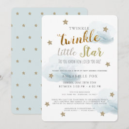 Twinkle Little Star Blue Boy Drive-by Baby Shower Einladung