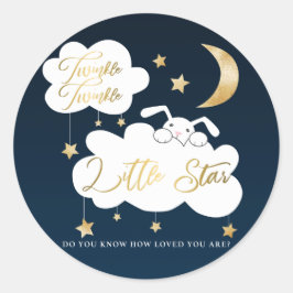 Twinkle Little Star Blue Bunny Baby Dusche Gefalle Runder Aufkleber