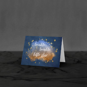 Twinkle Little Star   Blue Copper Gold Baby Dusche Dankeskarte