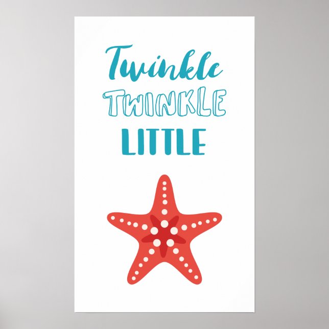 Twinkle Little Star Blue & Coral Nautical Nursery Poster (Vorne)