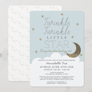 Twinkle Little Star Blue Drive by Baby Shower Einladung