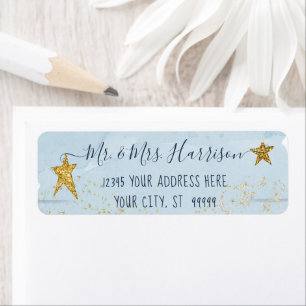 Twinkle Little Star Blue Gold Rücksendeadresse