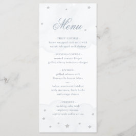 Twinkle Little Star Blue Gray Elegant Baby Shower Menükarte