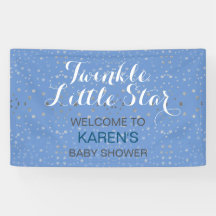 Twinkle Little Star Blue Silver Stars Baby Dusche