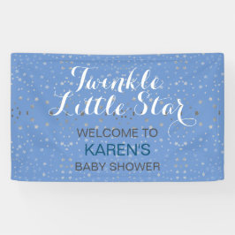 Twinkle Little Star Blue Silver Stars Baby Dusche Banner