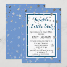 Twinkle Little Star Blue Silver Stars Baby Dusche