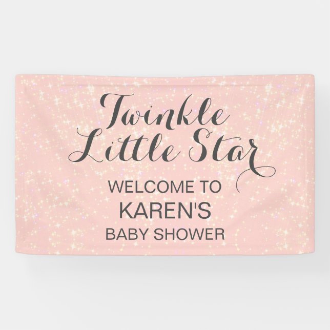 Twinkle Little Star Blush Pink Baby Dusche Banner (Horizontal)