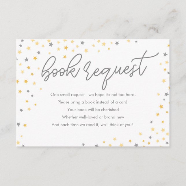 Twinkle Little Star Book Request Card | Grau Begleitkarte (Vorderseite)