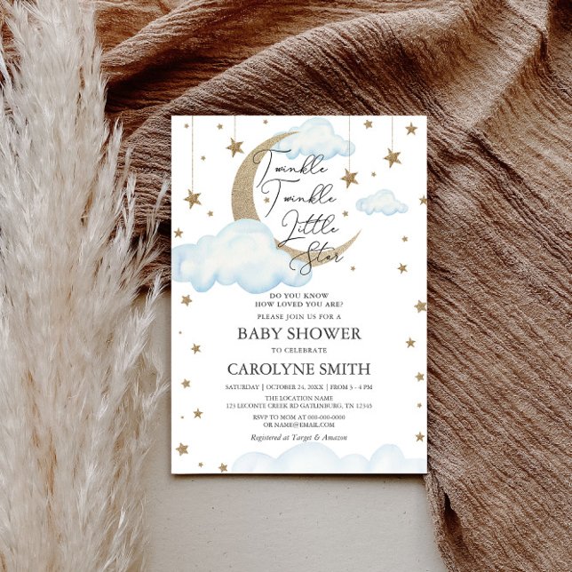 Twinkle Little Star Boy Baby Shower Einladung (Von Creator hochgeladen)