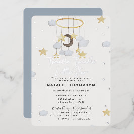 Twinkle Little Star Boy Blue Baby Dusche Silver Folieneinladung