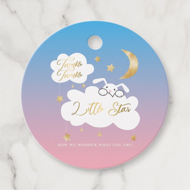 Twinkle Little Star Bunny Gender Reveal Gold Geschenkanhänger (Vorderseite)
