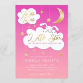Twinkle Little Star Bunny Pink Baby Dusche Einladung