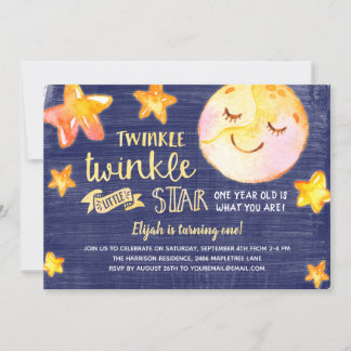 Twinkle Little Star Celestial Kindergeburtstag Par Einladung