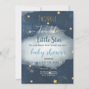 Twinkle Little Star & Cloud Baby Dusche Einladung