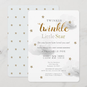 Twinkle Little Star & Cloud Baby Dusche Einladung