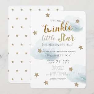 Twinkle Little Star & Cloud Baby Dusche Einladung