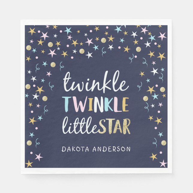 Twinkle Little Star Confetti & Blue Baby Dusche Serviette (Vorderseite)