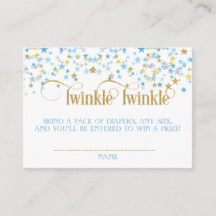 Twinkle Little Star Diaper Raffle Blue Gold Begleitkarte