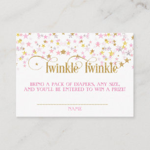 Twinkle Little Star Diaper Raffle Pink Gold Creme Begleitkarte