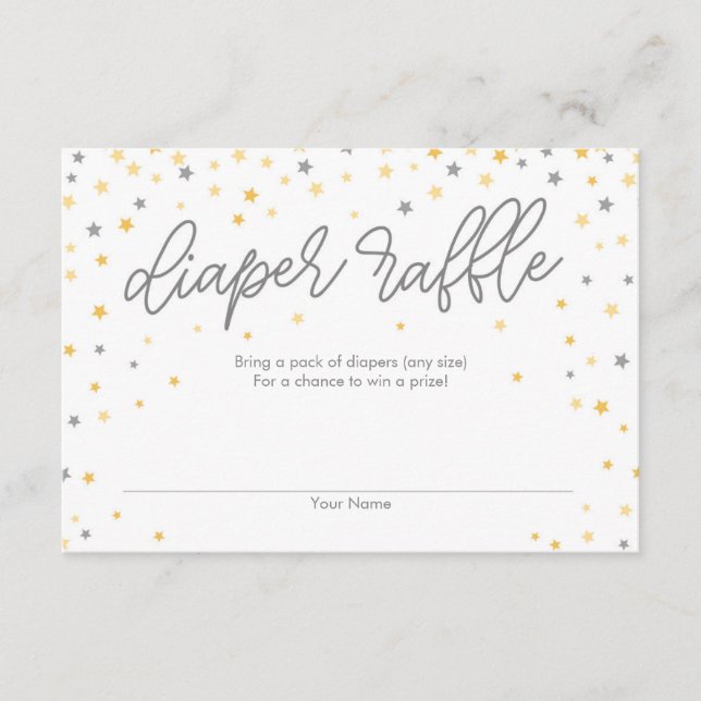 Twinkle Little Star Diaper Raffle Ticket Gray Begleitkarte (Vorderseite)