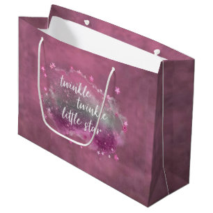 Twinkle Little Star   Dusty Mauve Pink Silver Gray Große Geschenktüte