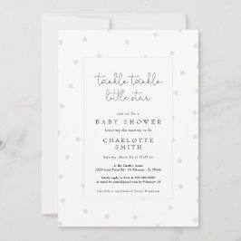 Twinkle Little Star Elegant Baby Shower Gray Einladung
