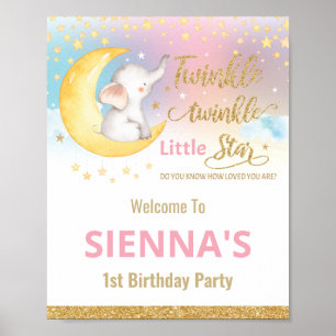 Twinkle Little Star Elephant Affiche de bienvenue 