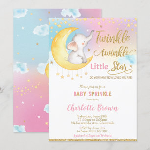 Twinkle Little Star Elephant Baby Sprinkle Girl Einladung