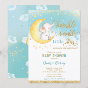 Twinkle Little Star Elephant Babydusche Junge Einladung