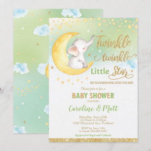 Twinkle Little Star Elephant Babydusche Neutral Einladung