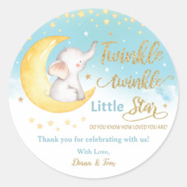 Twinkle Little Star Elephant Blue Boy Gefallen Vie Runder Aufkleber