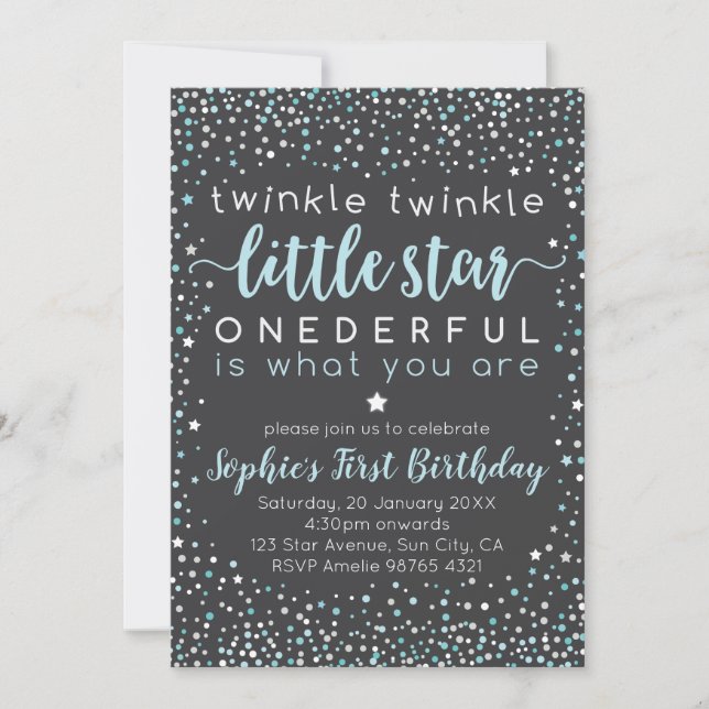 Twinkle Little Star| Ersteinladung zum Geburtstag Einladung (Vorderseite)