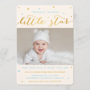 Twinkle Little Star Erster Geburtstag Einladungsju Einladung