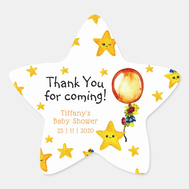 Twinkle Little Star Gender Neutral Baby Dusche Stern-Aufkleber (Vorderseite)