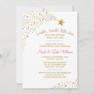 Twinkle Little Star Gender Reveal Baby Shower Einladung