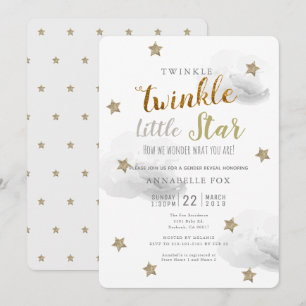Twinkle Little Star Gender Reveal Baby Shower Einladung