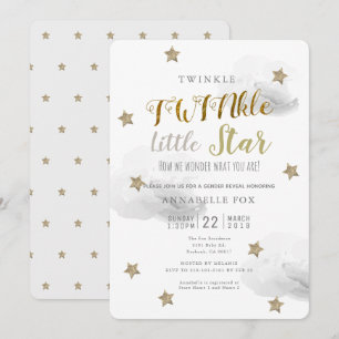 TWINkle Little Star Gender Reveal Baby Shower Einladung