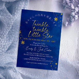 Twinkle Little Star Gender Reveal Blue Gold Einladung