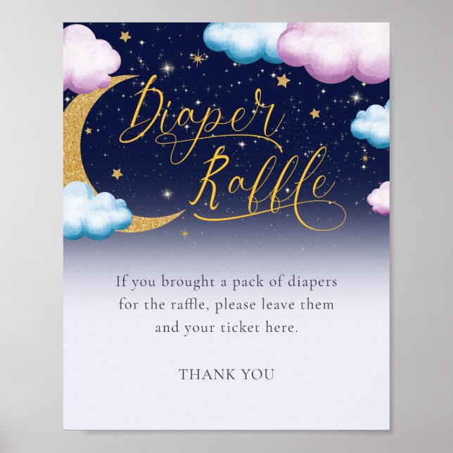Twinkle Little Star Gender Reveal Diaper Raffle Poster (Vorne)