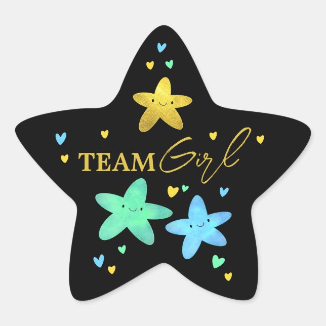 Twinkle Little Star Gender Reveal Team Girl Stern-Aufkleber (Vorderseite)